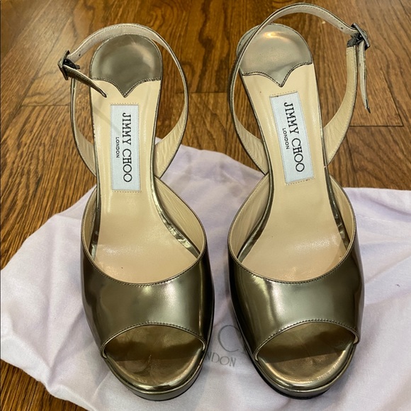 Jimmy Choo silver metallic platform slingback - Picture 2 of 4